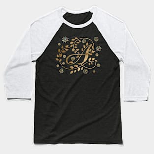 Luxury Golden Calligraphy Monogram with letter A Baseball T-Shirt